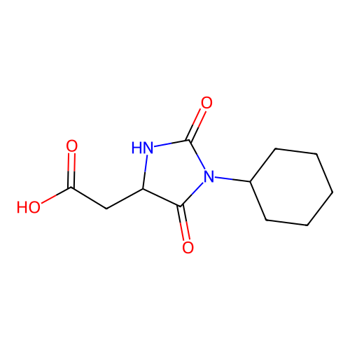 (1-Cyclohexyl-2,5-dioxoimidazolidin-4-yl)acetic acid structure