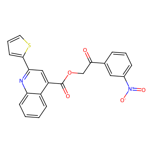 2-(3-Nitrophenyl)-2-oxoethyl 2-(thiophen-2-yl)quinoline-4-carboxylate structure