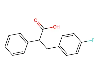 (2S)-3-(4-fluorophenyl)-2-phenylpropanoic acid structure