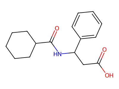 (3R)-3-(cyclohexanecarbonylamino)-3-phenylpropanoic acid structure