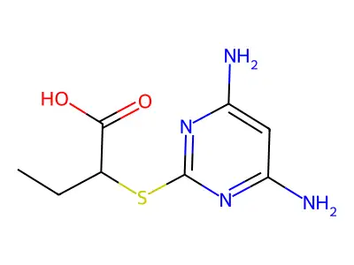 (2S)-2-(4,6-diaminopyrimidin-2-yl)sulfanylbutanoic acid structure