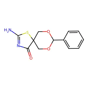 2-Amino-8-phenyl-7,9-dioxa-1-thia-3-aza-spiro[4.5]dec-2-en-4-one structure