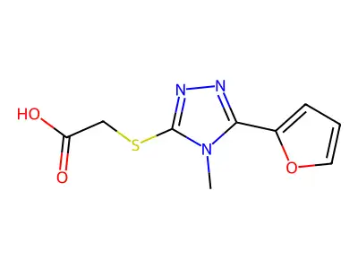 2-((5-(Furan-2-yl)-4-methyl-4H-1,2,4-triazol-3-yl)thio)acetic acid structure