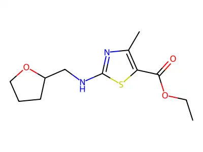 Ethyl 4-methyl-2-[(tetrahydro-2-furanylmethyl)amino]-1,3-thiazole-5-carboxylate structure