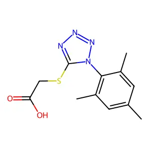 2-[1-(2,4,6-Trimethylphenyl)tetrazol-5-yl]sulfanylacetic acid structure