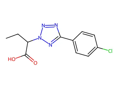 2-[5-(4-chlorophenyl)-2H-1,2,3,4-tetrazol-2-yl]butanoic acid structure