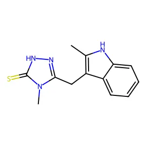 4-Methyl-5-(2-methyl-1H-indol-3-ylmethyl)-2,4-dihydro-[1,2,4]triazole-3-thione structure