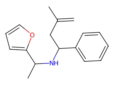 (1S)-N-[(1S)-1-(furan-2-yl)ethyl]-3-methyl-1-phenylbut-3-en-1-amine structure