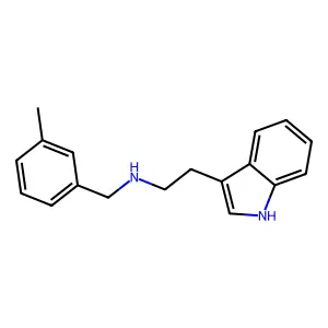 2-(1H-indol-3-yl)ethyl-[(3-methylphenyl)methyl]azanium structure
