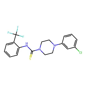 4-(3-chlorophenyl)-N-[2-(trifluoromethyl)phenyl]piperazine-1-carbothioamide structure
