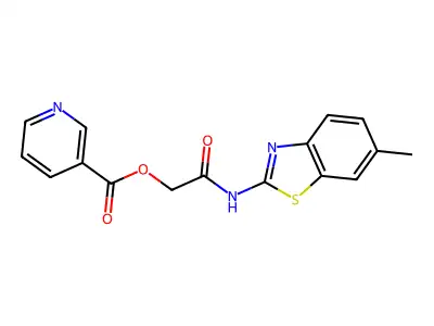 [2-[(6-Methyl-1,3-benzothiazol-2-yl)amino]-2-oxoethyl] pyridine-3-carboxylate structure