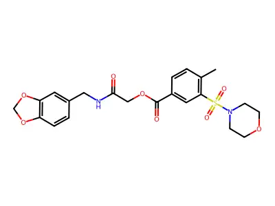 [2-(1,3-benzodioxol-5-ylmethylamino)-2-oxoethyl] 4-methyl-3-morpholin-4-ylsulfonylbenzoate structure