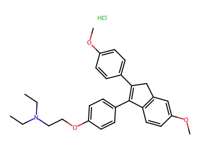 N,N-diethyl-2-[4-[5-methoxy-2-(4-methoxyphenyl)-3H-inden-1-yl]phenoxy]ethanamine structure
