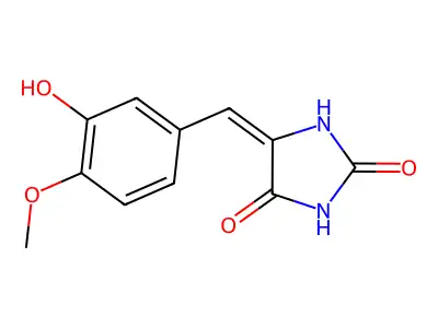 5-[(3-Hydroxy-4-methoxy-phenyl)methylidene]imidazolidine-2,4-dione structure