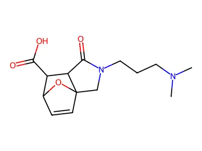 3-(3-Dimethylamino-propyl)-4-oxo-10-oxa-3-aza-tricyclo[5.2.1.0*1,5*]dec-8-ene-6-carboxylic acid structure