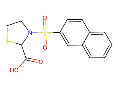 (2R)-3-naphthalen-2-ylsulfonyl-1,3-thiazolidine-2-carboxylic acid structure