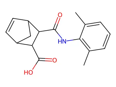 3-[(2,6-Dimethylphenyl)carbamoyl]bicyclo[2.2.1]hept-5-ene-2-carboxylic acid structure
