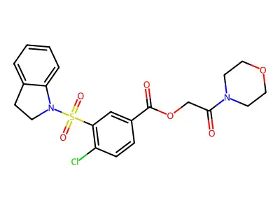 (2-Morpholin-4-yl-2-oxoethyl) 4-chloro-3-(2,3-dihydroindol-1-ylsulfonyl)benzoate structure