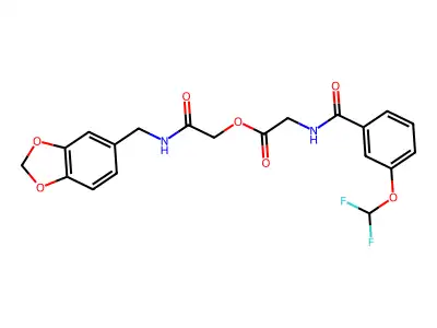 [2-(1,3-benzodioxol-5-ylmethylamino)-2-oxoethyl] 2-[[3-(difluoromethoxy)benzoyl]amino]acetate structure