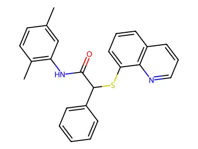 N-(2,5-dimethylphenyl)-2-phenyl-2-(quinolin-8-ylsulfanyl)acetamide structure
