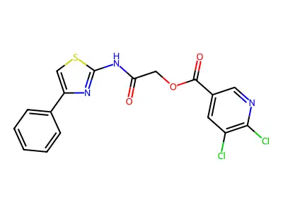 [(4-Phenyl-1,3-thiazol-2-yl)carbamoyl]methyl 5,6-dichloropyridine-3-carboxylate structure
