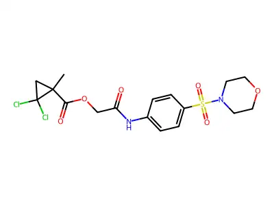 [2-(4-morpholin-4-ylsulfonylanilino)-2-oxoethyl] 2,2-dichloro-1-methylcyclopropane-1-carboxylate structure