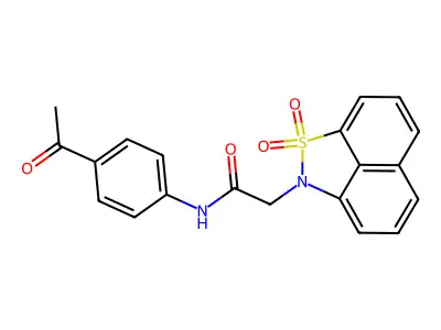 N-(4-acetylphenyl)-2-(2,2-dioxo-2lambda6-thia-3-azatricyclo[6.3.1.04,12]dodeca-1(11),4,6,8(12),9-pentaen-3-yl)acetamide structure