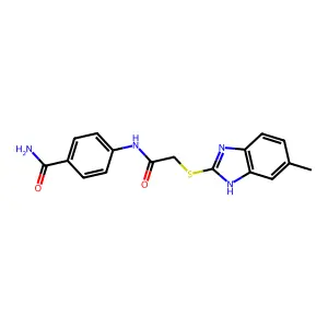 4-[[2-[(6-methyl-1H-benzimidazol-2-yl)sulfanyl]acetyl]amino]benzamide structure