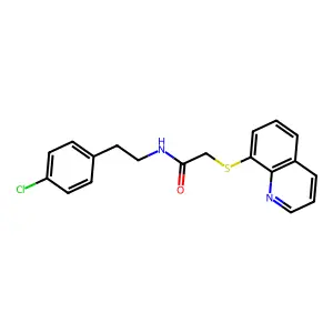 N-[2-(4-chlorophenyl)ethyl]-2-(quinolin-8-ylsulfanyl)acetamide structure