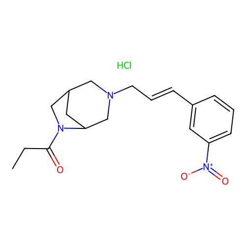 3,8-Diazabicyclo(3.2.1)octane, 3-(3-(m-nitrophenyl)allyl)-8-propionyl-, hydrochloride structure