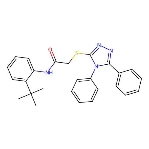 N-(2-tert-butylphenyl)-2-[(4,5-diphenyl-4H-1,2,4-triazol-3-yl)sulfanyl]acetamide structure