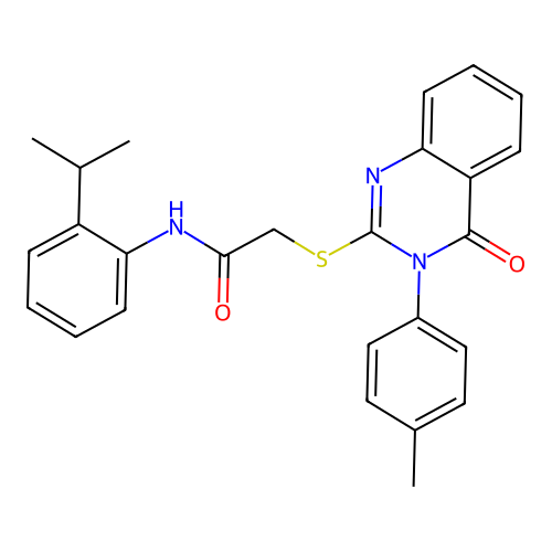 N-(2-isopropylphenyl)-2-((4-oxo-3-(p-tolyl)-3,4-dihydroquinazolin-2-yl)thio)acetamide structure