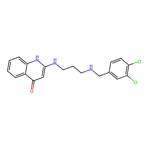 2-(3-(3,4-dichlorobenzylamino)propylamino)quinolin-4(1H)-one structure