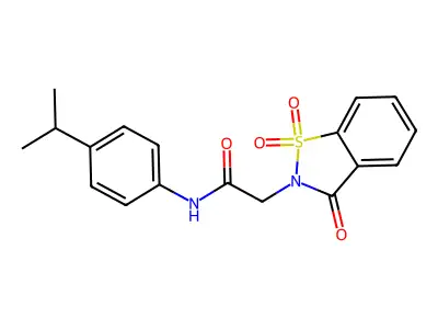 2-(1,1-dioxido-3-oxo-1,2-benzisothiazol-2(3H)-yl)-N-(4-isopropylphenyl)acetamide structure
