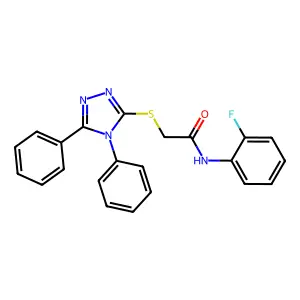2-[(4,5-diphenyl-4H-1,2,4-triazol-3-yl)sulfanyl]-N-(2-fluorophenyl)acetamide structure