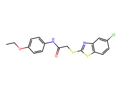 2-[(5-chloro-1,3-benzothiazol-2-yl)sulfanyl]-N-(4-ethoxyphenyl)acetamide structure