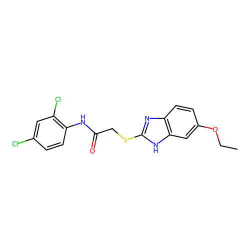 N-(2,4-dichlorophenyl)-2-[(5-ethoxy-1H-benzimidazol-2-yl)sulfanyl]acetamide structure