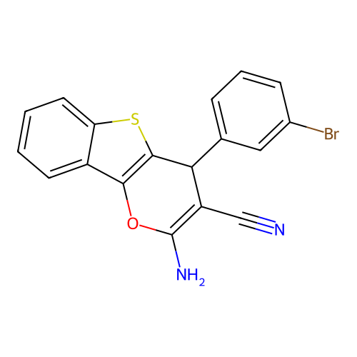 2-amino-4-(3-bromophenyl)-4H-[1]benzothieno[3,2-b]pyran-3-carbonitrile structure