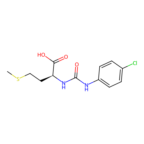N-[(4-chlorophenyl)carbamoyl]-L-methionine structure