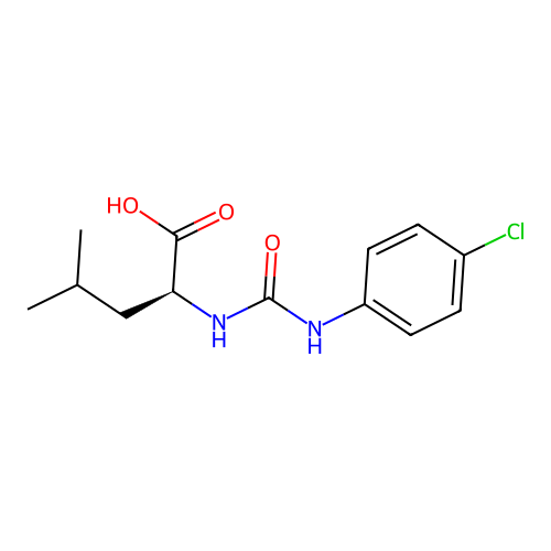 N-[(4-chlorophenyl)carbamoyl]-L-leucine structure