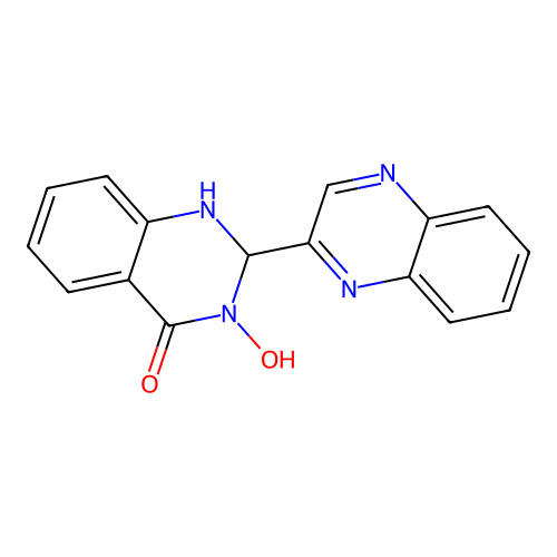 3-hydroxy-2-quinoxalin-2-yl-2,3-dihydroquinazolin-4(1H)-one structure