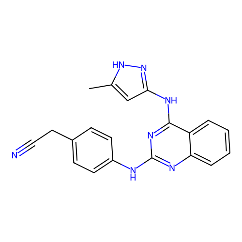 4-[[4-[(5-Methyl-1h-pyrazol-3-yl)amino]-2-quinazolinyl]amino]benzeneacetonitrile structure