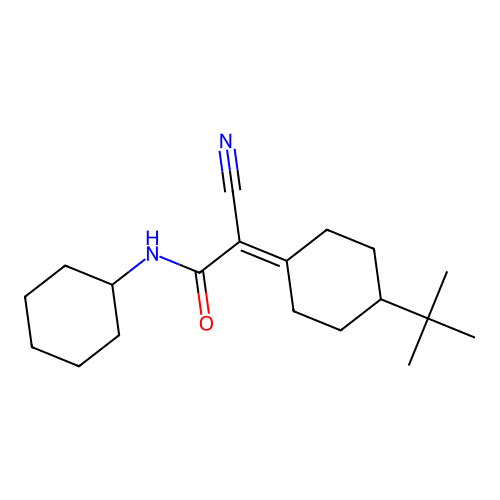 2-(4-tert-butylcyclohexylidene)-2-cyano-N-cyclohexylacetamide structure