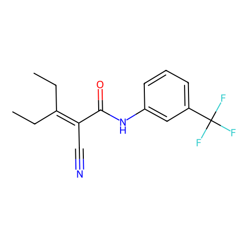 2-cyano-3-ethyl-N-[3-(trifluoromethyl)phenyl]pent-2-enamide structure