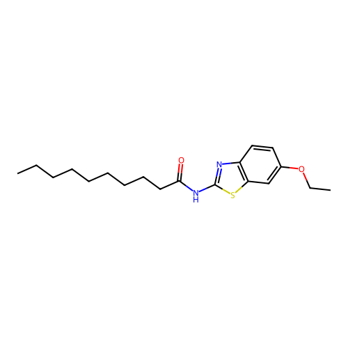 N-(6-ethoxy-1,3-benzothiazol-2-yl)decanamide structure