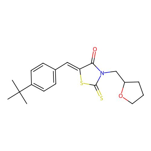 (5Z)-5-(4-tert-butylbenzylidene)-3-(tetrahydrofuran-2-ylmethyl)-2-thioxo-1,3-thiazolidin-4-one structure