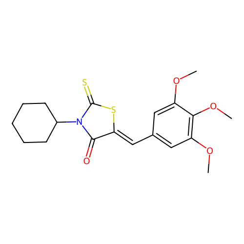(Z)-3-cyclohexyl-2-thioxo-5-(3,4,5-trimethoxybenzylidene)thiazolidin-4-one structure