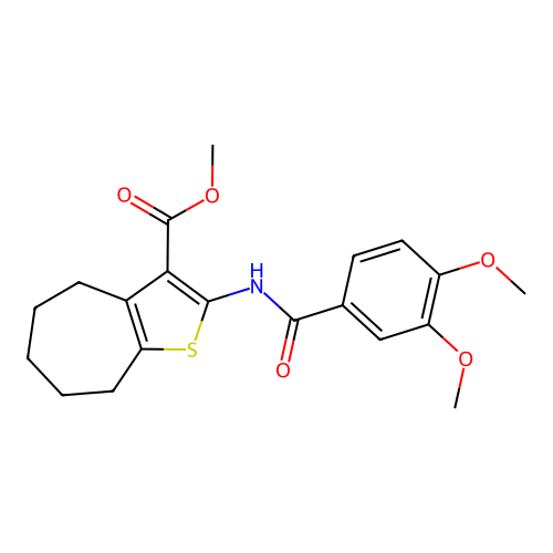 methyl 2-[(3,4-dimethoxybenzoyl)amino]-5,6,7,8-tetrahydro-4H-cyclohepta[b]thiophene-3-carboxylate structure