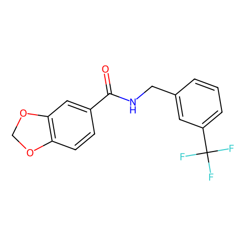 N-[3-(trifluoromethyl)benzyl]-1,3-benzodioxole-5-carboxamide structure