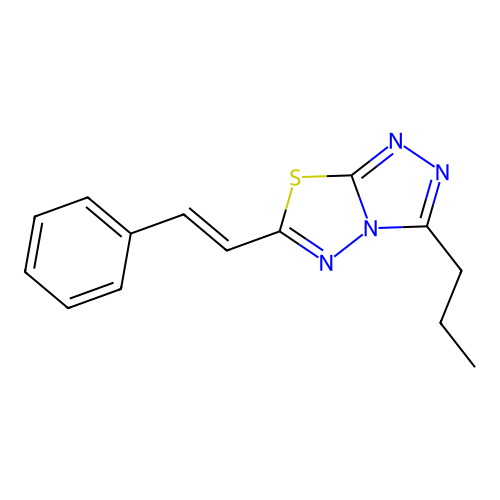 6-[(E)-2-phenylethenyl]-3-propyl-[1,2,4]triazolo[3,4-b][1,3,4]thiadiazole structure